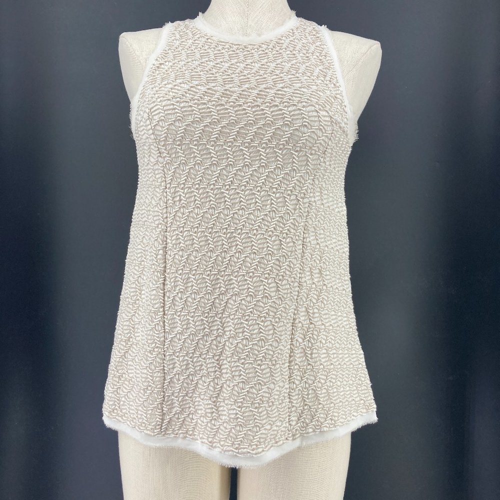 Anthropologie Postmark Top Sleeveless Textured Tank Stretch Beige Size Small